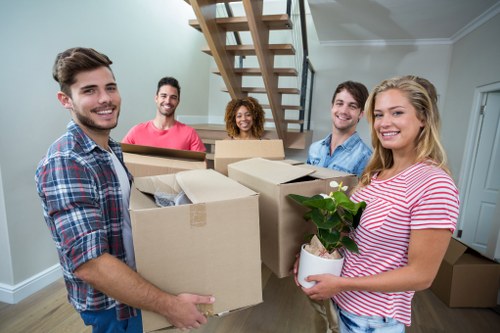 Packed boxes and furniture ready for storage near Elephant and Castle